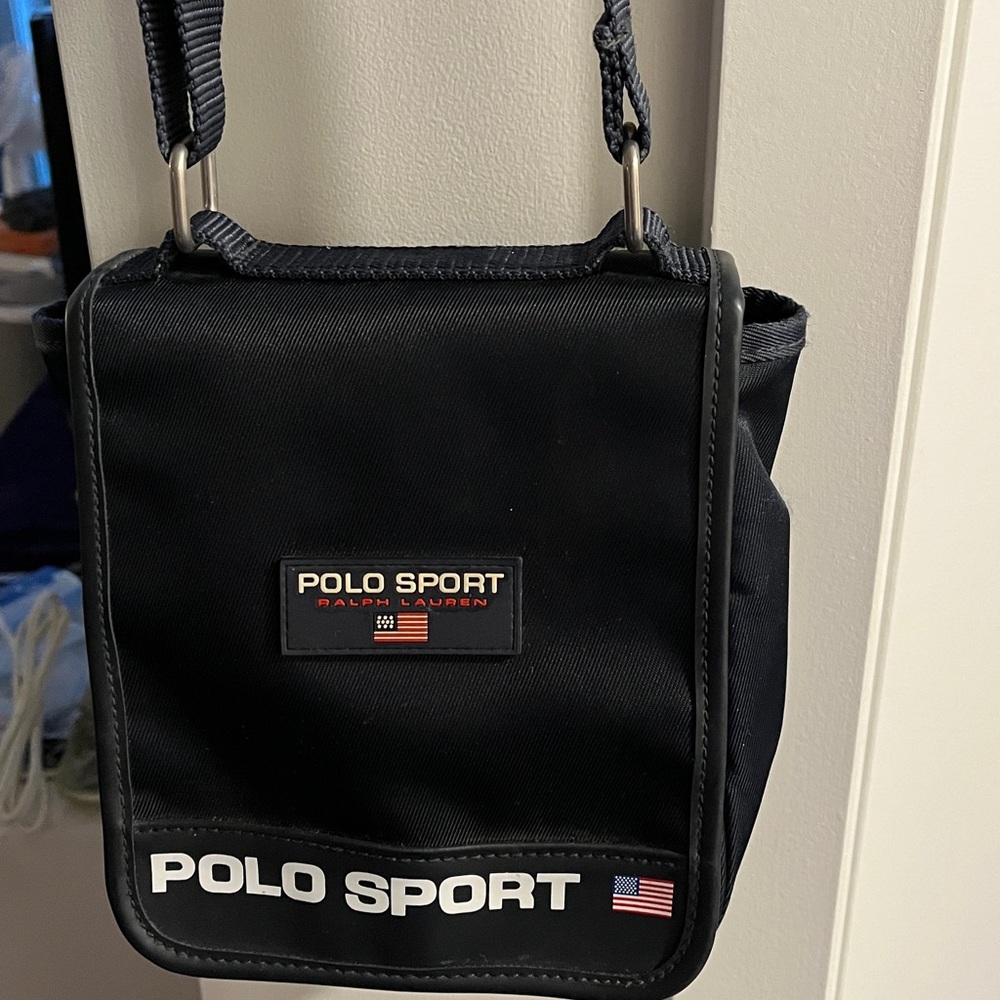 Very RARE Unisex Vintage Navy Blue Polo Sport by Ralph Lauren Messenger Bag EUC